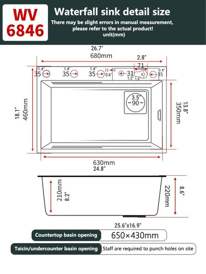 ULOVEHOUSE Stainless Steel Waterfall Sink with Multifunctional Touch Control for Kitchen