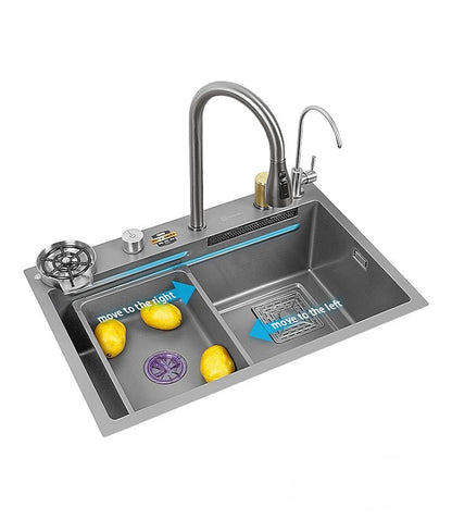 ULOVEHOUSE Large Single Slot 304 Stainless Steel Sink with Multifunction Touch Faucet for Kitchen