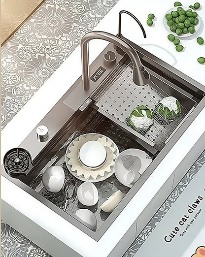 ULOVEHOUSE Stainless Steel Waterfall Sink with Multifunctional Touch Control for Kitchen