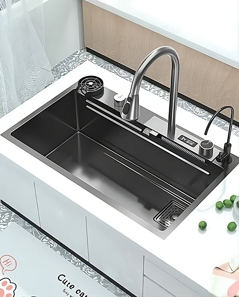 ULOVEHOUSE Stainless Steel Waterfall Sink with Multifunctional Touch Control for Kitchen