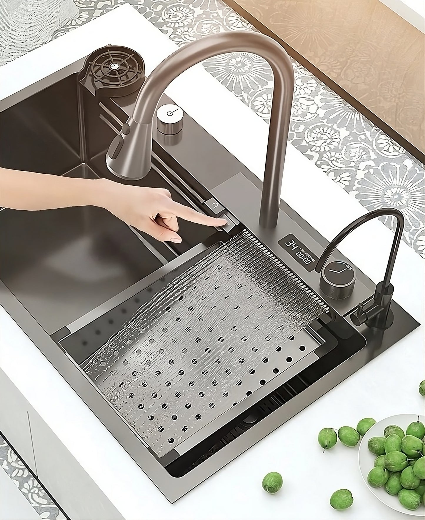 ULOVEHOUSE Stainless Steel Waterfall Sink with Multifunctional Touch Control for Kitchen