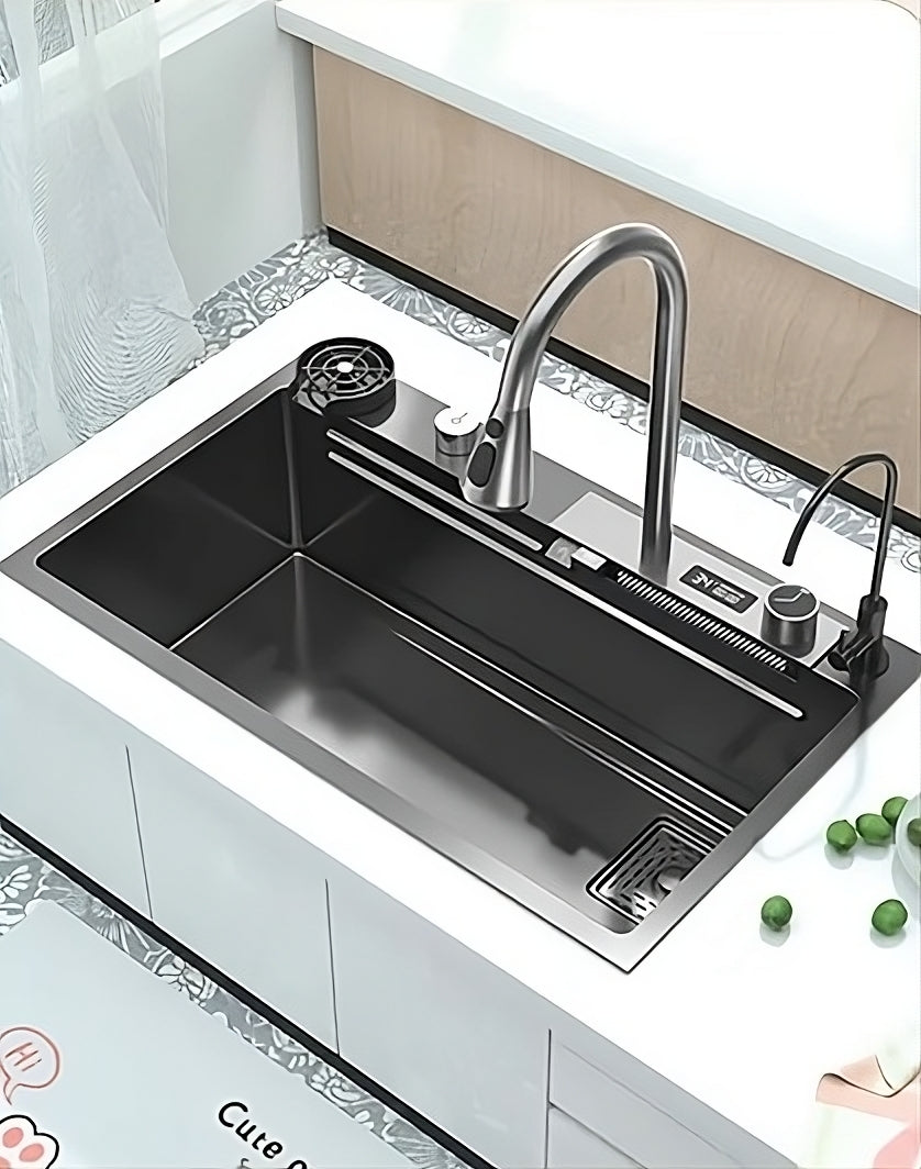 ULOVEHOUSE Stainless Steel Waterfall Sink with Multifunctional Touch Control for Kitchen