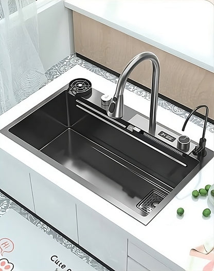 ULOVEHOUSE Stainless Steel Waterfall Sink with Multifunctional Touch Control for Kitchen