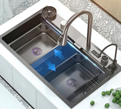 ULOVEHOUSE Stainless Steel Waterfall Sink with Multifunctional Touch Control for Kitchen