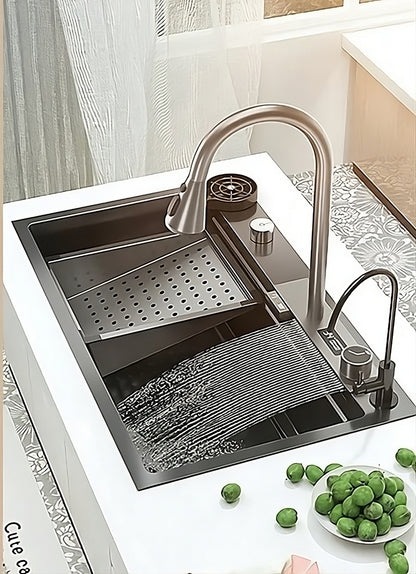 ULOVEHOUSE Stainless Steel Waterfall Sink with Multifunctional Touch Control for Kitchen