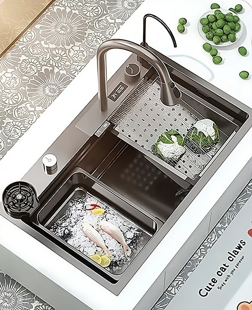 ULOVEHOUSE Stainless Steel Waterfall Sink with Multifunctional Touch Control for Kitchen