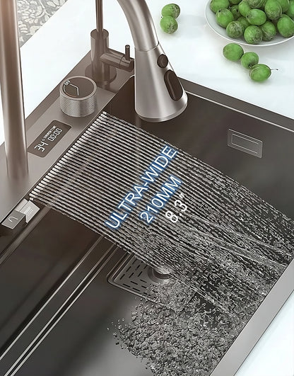 ULOVEHOUSE Stainless Steel Waterfall Sink with Multifunctional Touch Control for Kitchen